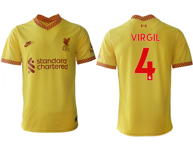 Cheap Men 2021-2022 Club Liverpool Second away aaa version yellow 4 Soccer Jersey